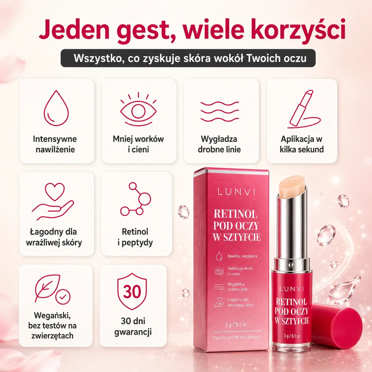 LUNVI - Retinolowy sztyft pod oczy na noc