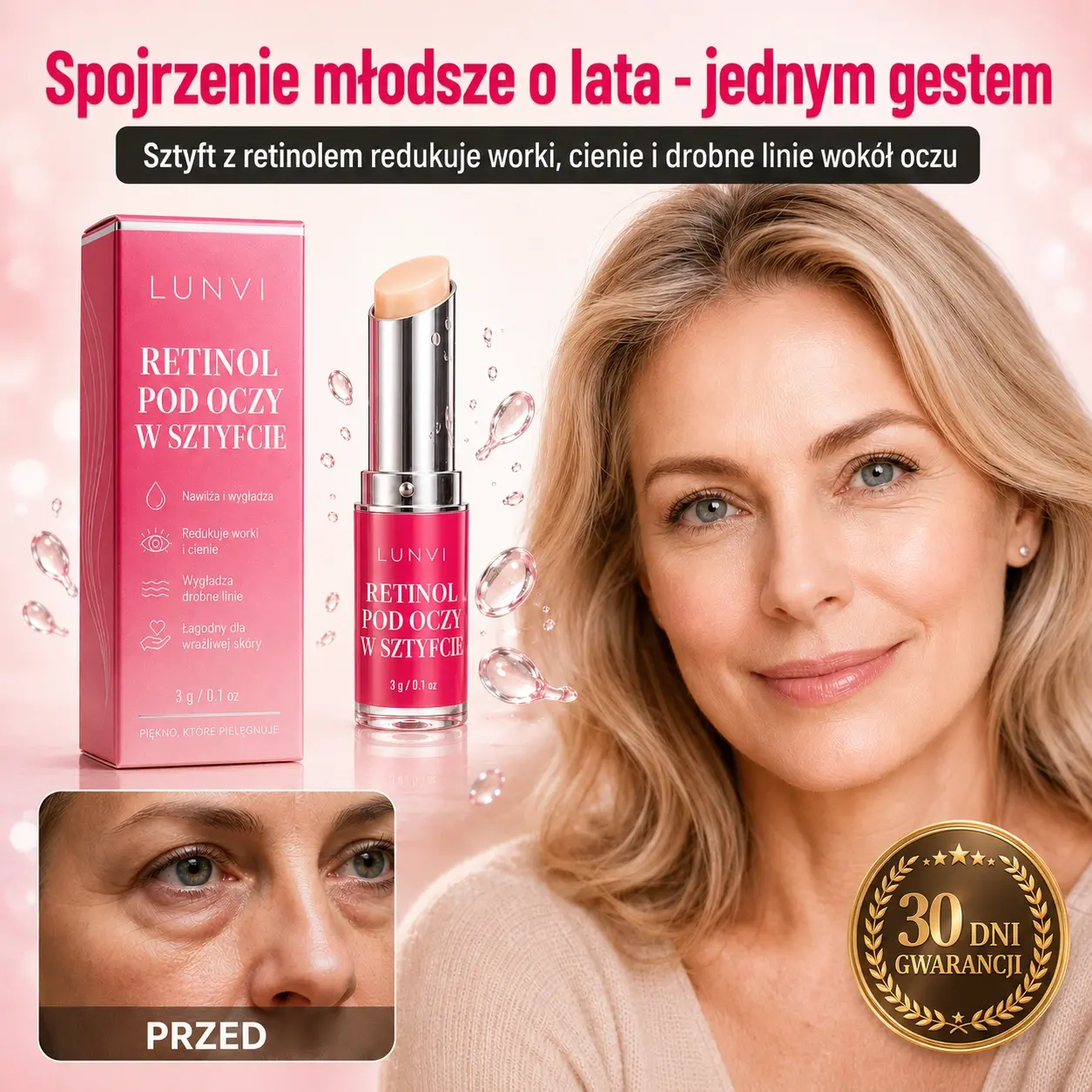 LUNVI - Retinolowy sztyft pod oczy na noc